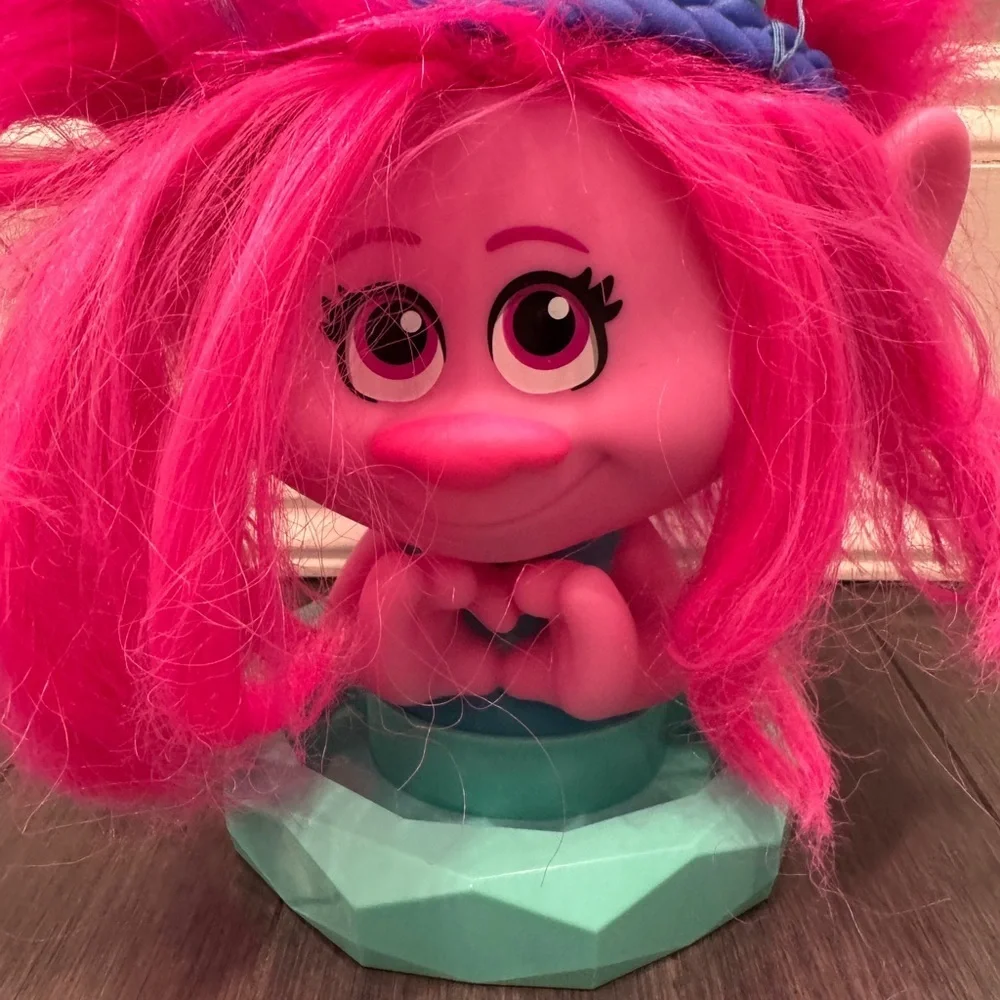 Dreamworks Trolls Poppy Doll with Pink Hair and Blue Tiara Styling Head Girls